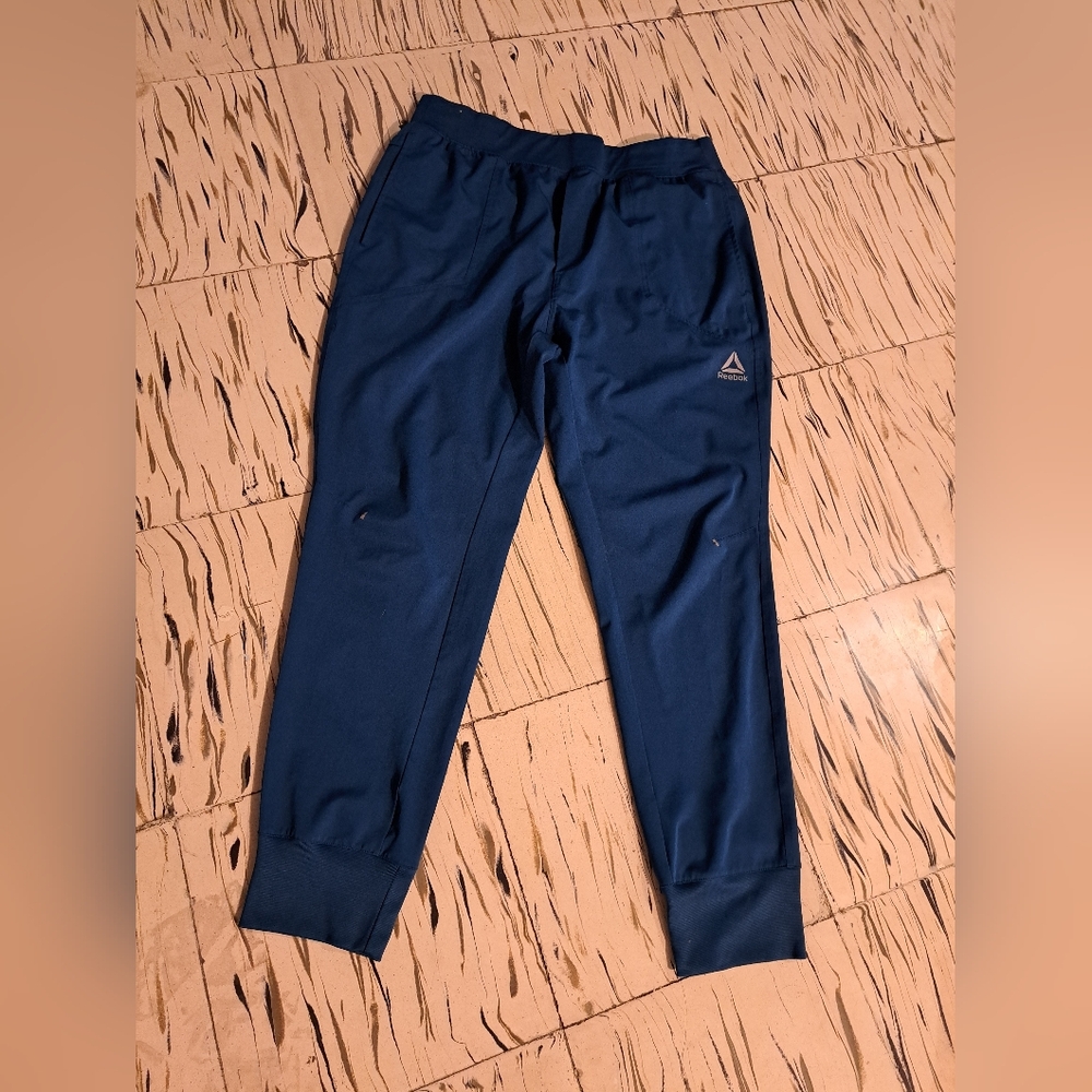 L Women's Reebok Exercise Track Pants Turquoise-Hued Blue Joggers
